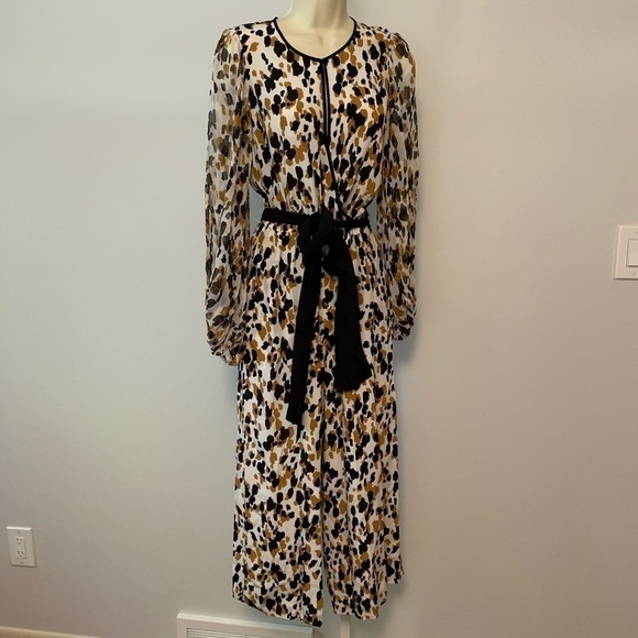 DVF Diane von Furstenberg Delphi Apaloosa Chestnut black silk jumpsuit new S 4 6 - Picture 3 of 8